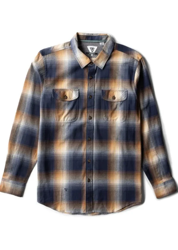 Hot Vissla Central Coast Eco Boys Long Sleeve Flannel Dark Naval