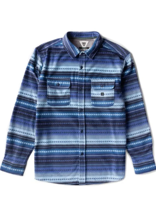 Shop Vissla Eco-Zy Long Sleeve Polar Flannel Ocean Blue