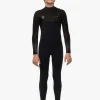 Sale Vissla High Seas Boys Fire 3-2 Full Chest Zip Wetsuit Black 2