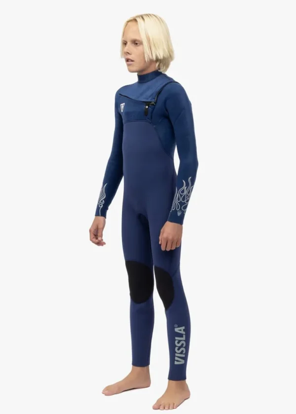 Clearance Vissla High Seas Boys Fire 3-2 Full Chest Zip Wetsuit DEEP ROYAL