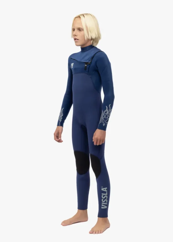 Discount Vissla High Seas Boys Fire 4-3 Full Chest Zip Wetsuit DEEP ROYAL