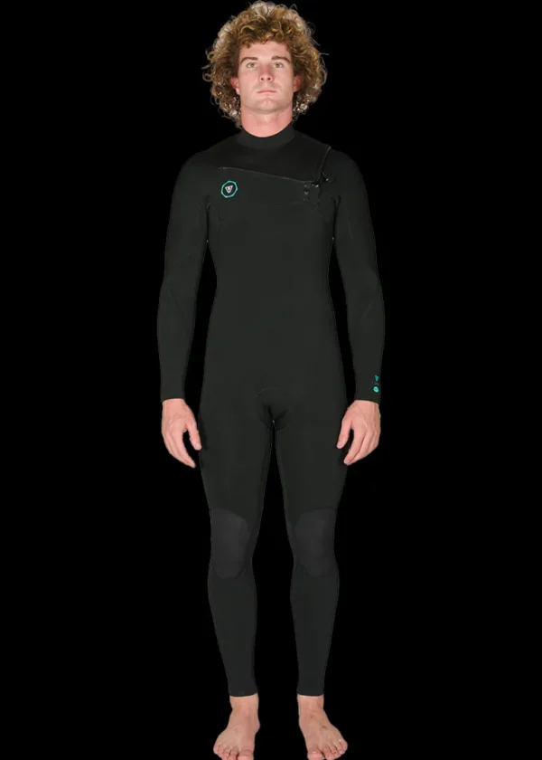 Hot Vissla 7 Seas 3-2 Full Chest Zip Wetsuit - with Jade Logos Black