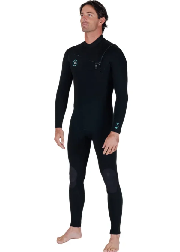 Hot Vissla 7 Seas 4-3 Full Chest Zip Wetsuit - with Jade Logos Black