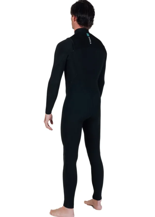 Hot Vissla 7 Seas 4-3 Full Chest Zip Wetsuit - with Jade Logos Black