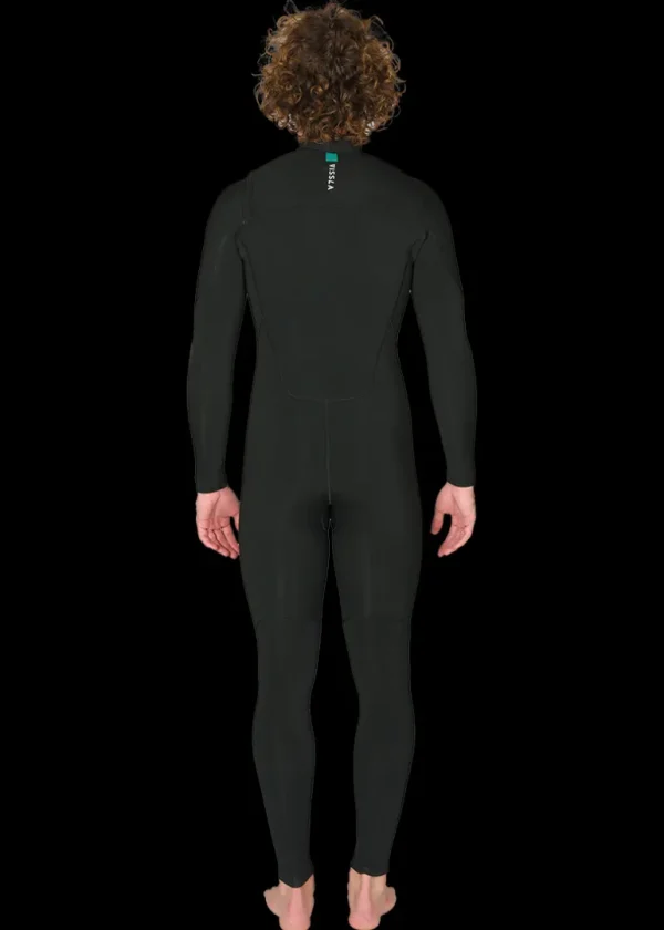 Hot Vissla 7 Seas 3-2 Full Chest Zip Wetsuit - with Jade Logos Black
