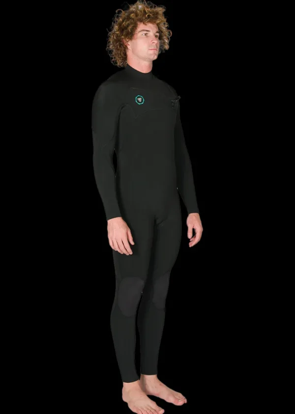 Hot Vissla 7 Seas 3-2 Full Chest Zip Wetsuit - with Jade Logos Black