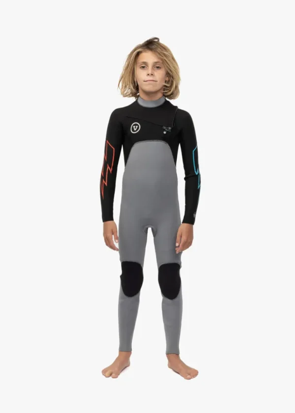 Best Vissla 7 Seas Boys 3-2 Bolt Full Chest Zip Wetsuit GREY