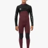 Outlet Vissla 7 Seas Boys 4-3 Bolt Full Chest Zip Wetsuit Wine