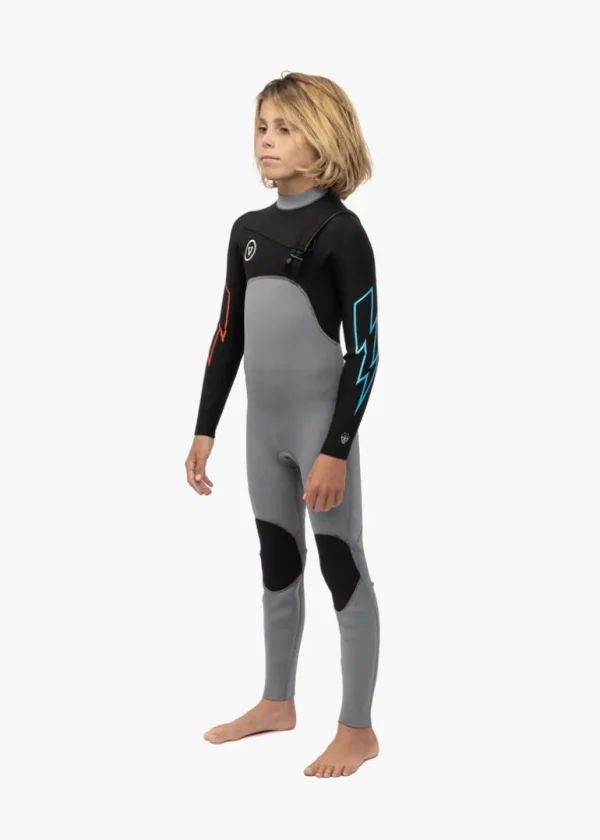 Best Vissla 7 Seas Boys 3-2 Bolt Full Chest Zip Wetsuit GREY