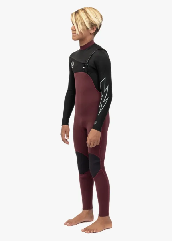 Outlet Vissla 7 Seas Boys 4-3 Bolt Full Chest Zip Wetsuit Wine