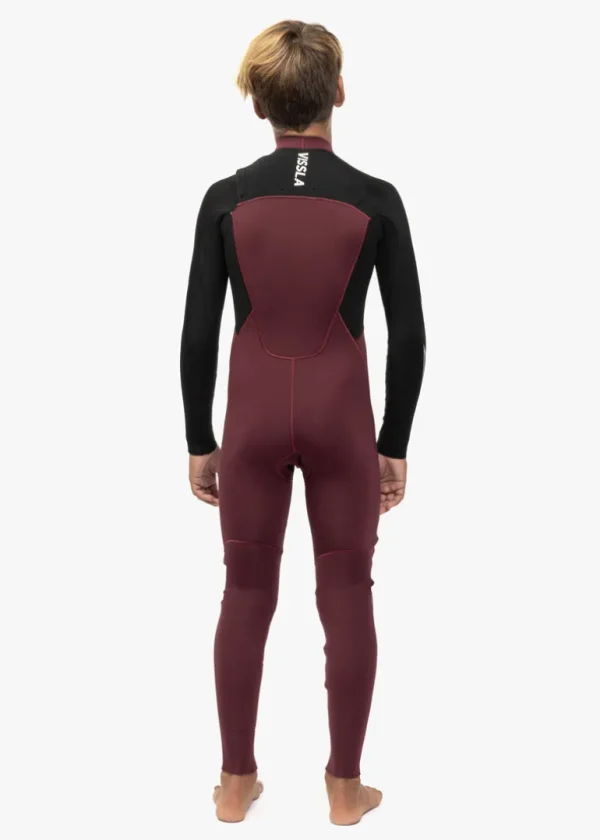 Outlet Vissla 7 Seas Boys 4-3 Bolt Full Chest Zip Wetsuit Wine