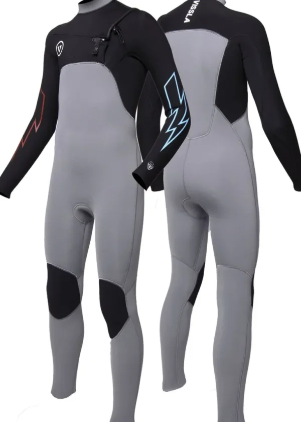 Best Vissla 7 Seas Boys 3-2 Bolt Full Chest Zip Wetsuit GREY