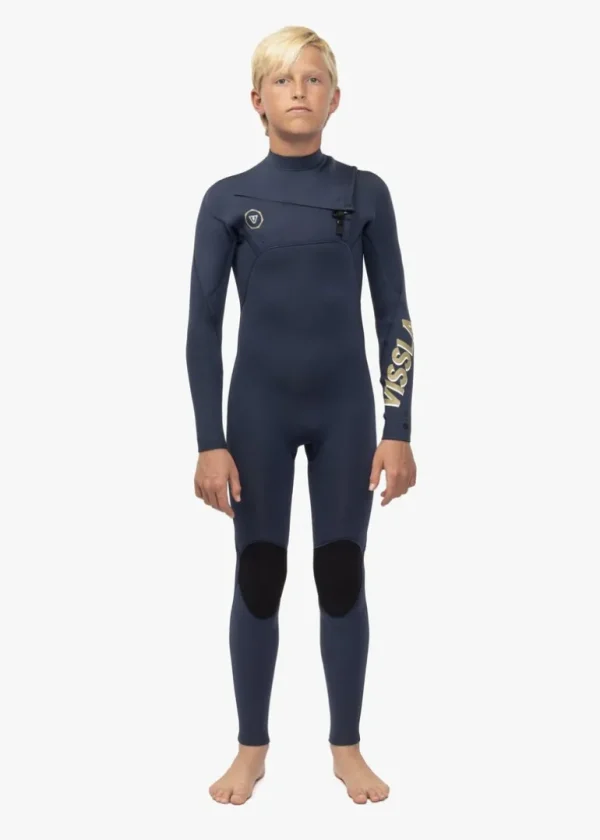 Discount Vissla 7 Seas Boys 4-3 Full Chest Zip Wetsuit Dark Slate