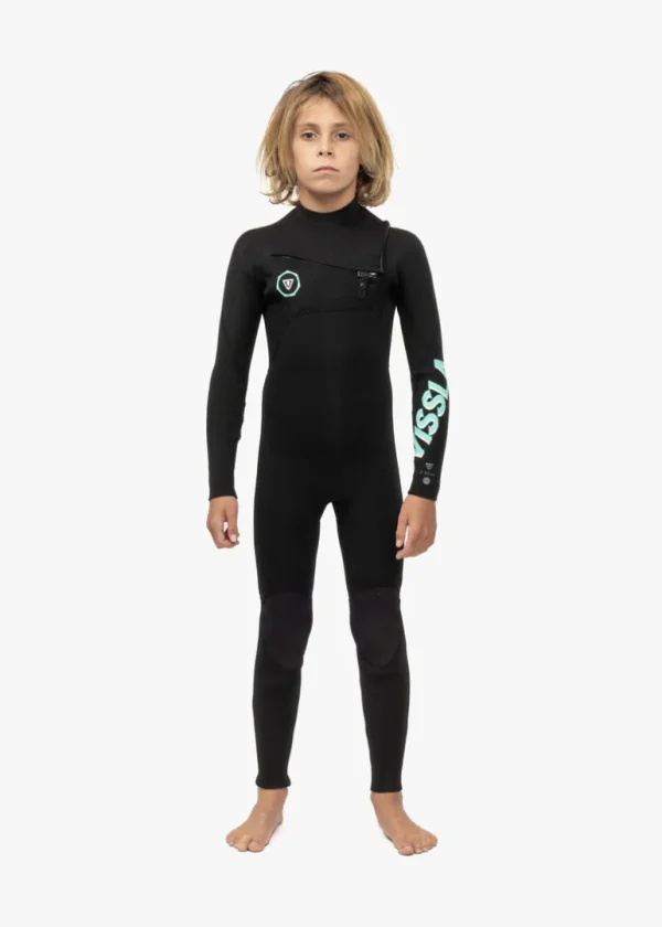 Flash Sale Vissla 7 Seas Boys 4-3 Full Chest Zip Wetsuit Black