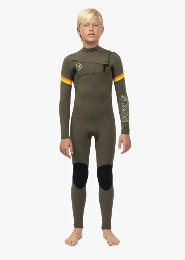 Cheap Vissla 7 Seas Boys Raditude 3-2 Full Chest Zip Wetsuit Army