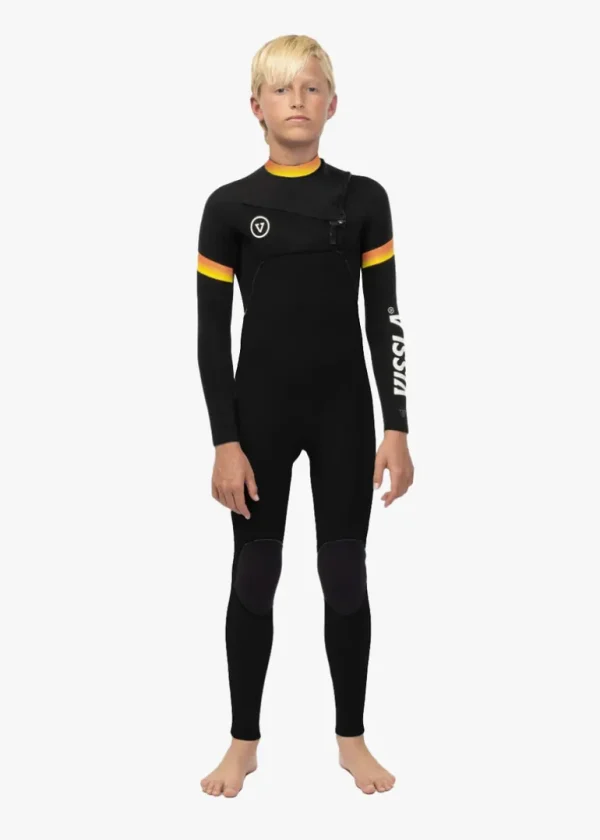 Outlet Vissla 7 Seas Boys Raditude 3-2 Full Chest Zip Wetsuit Black 3