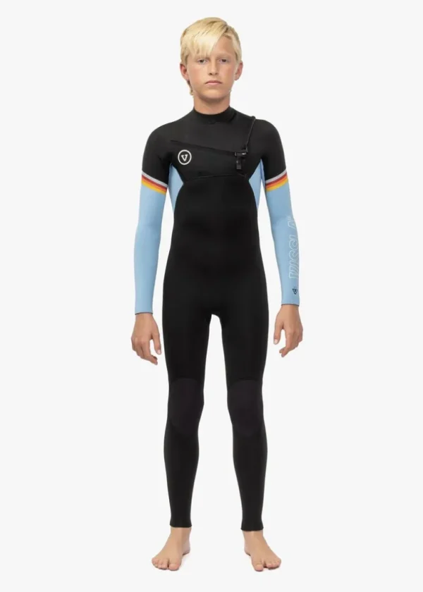 Best Sale Vissla 7 Seas Boys Raditude 3-2 Full Chest Zip Wetsuit Black With Blue