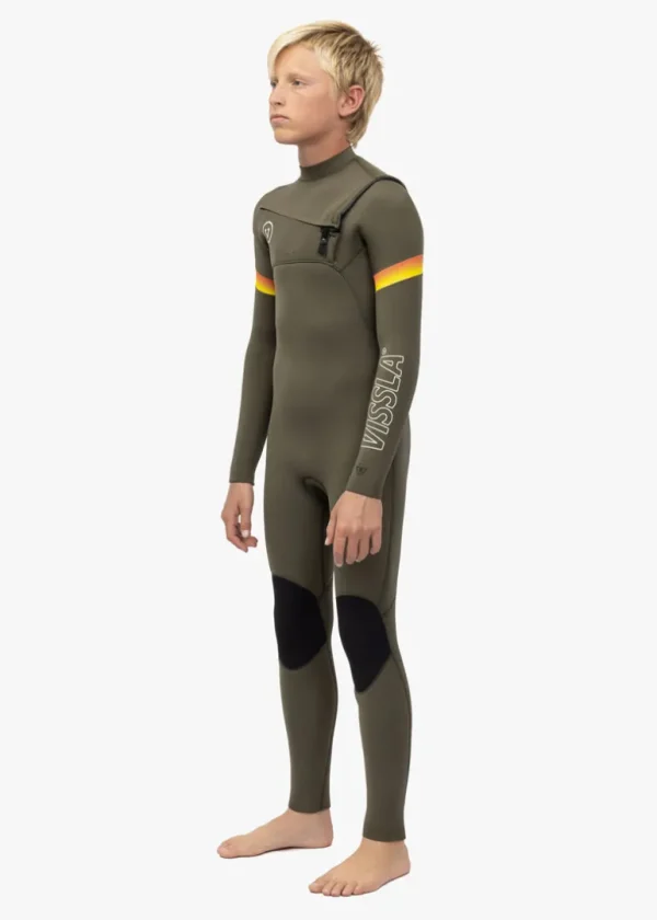 Cheap Vissla 7 Seas Boys Raditude 3-2 Full Chest Zip Wetsuit Army