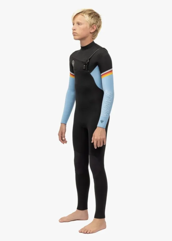 Best Sale Vissla 7 Seas Boys Raditude 3-2 Full Chest Zip Wetsuit Black With Blue