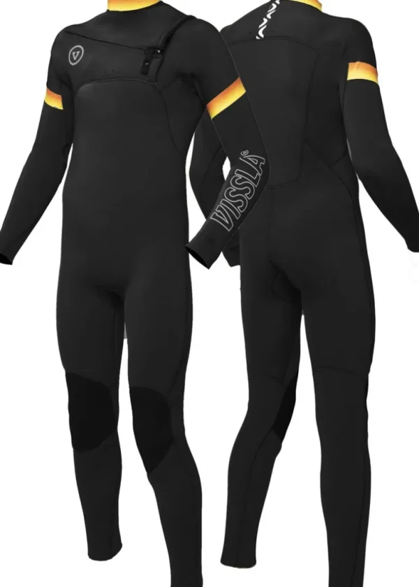 Outlet Vissla 7 Seas Boys Raditude 3-2 Full Chest Zip Wetsuit Black 3