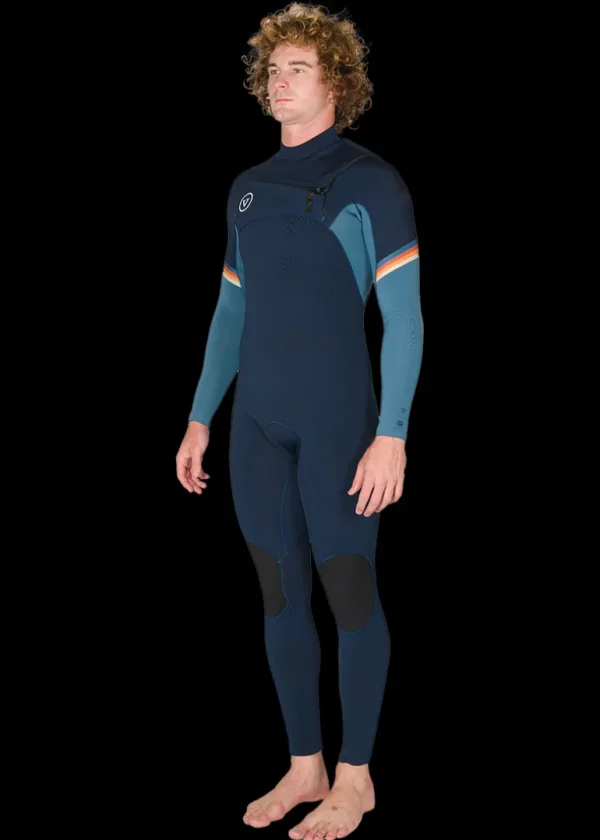 Clearance Vissla 7 Seas Raditude 4-3 Full Chest Zip Wetsuit Dark Navy