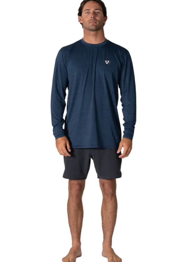 Hot Vissla Twisted Eco Long Sleeve Lycra Rash Guard Dark Navy Heather